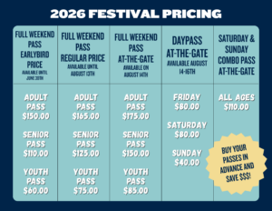 Festival ticket cost grid